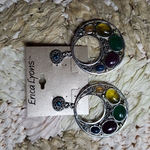 Erica Lyons multi-colored, jeweled earrings